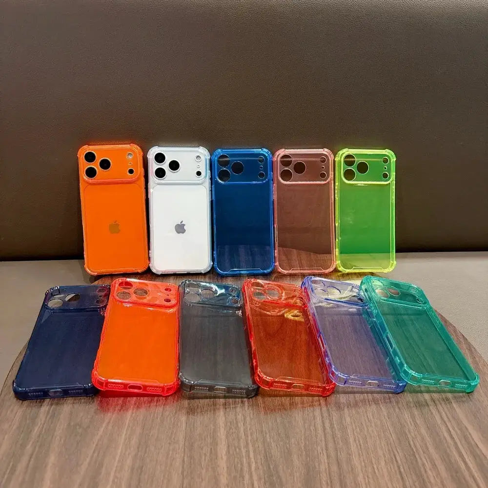 NeonGuard Shockproof Neon Soft TPU Clear Case For iPhone 7 To 17 Pro Max With Camera Protection