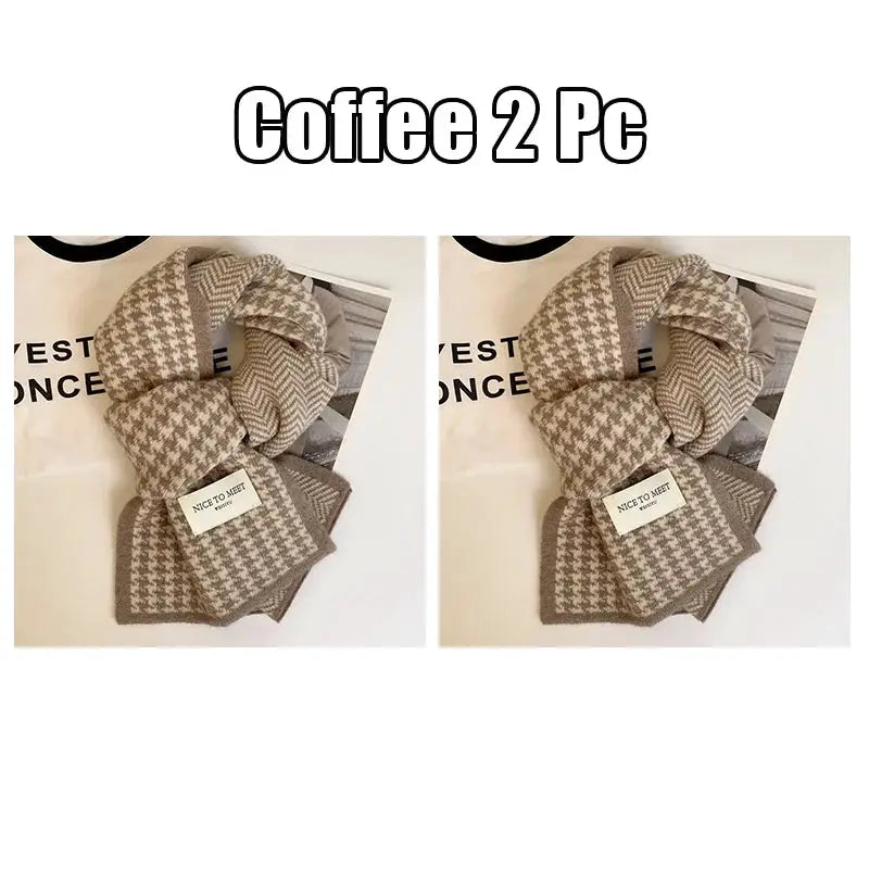 Atmosphere Double Sided Thickened Knitted Scarf Polyester Warm Winter Accessory For Students