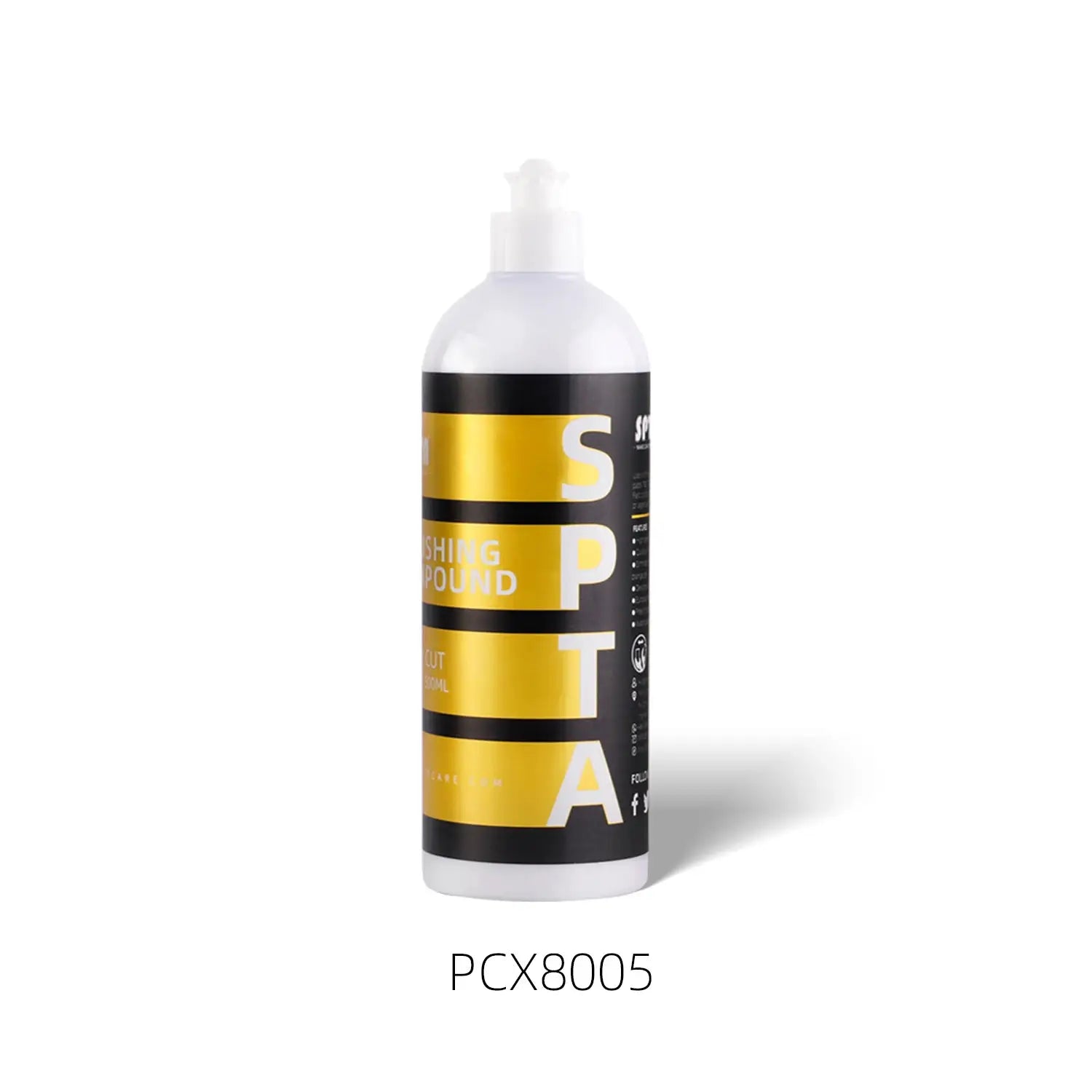 SPTA car scratch remover polishing wax bottle by Simples Market, yellow/black label, 120/500/1000ml