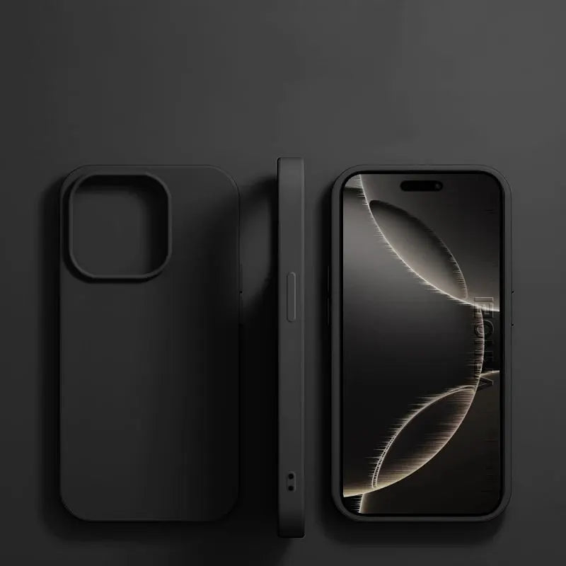 Original liquid silicone iPhone case by Simples Market, black, shockproof protective back cover
