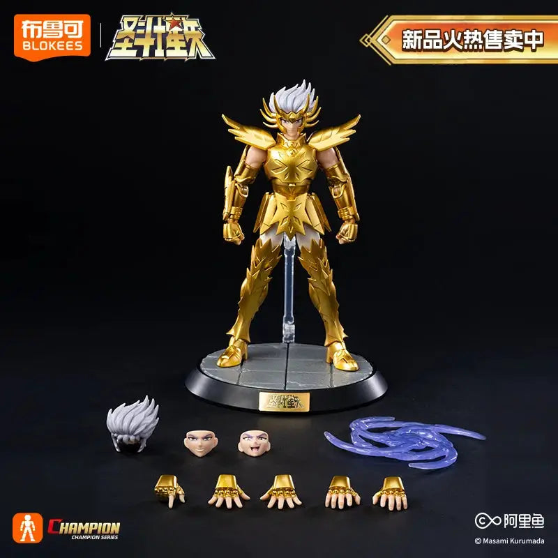Blokees Original Gold Saint Seiya Dragon Shiryu Capricorn Shura Cancer Deathmask Champion Class Action Figure Gift