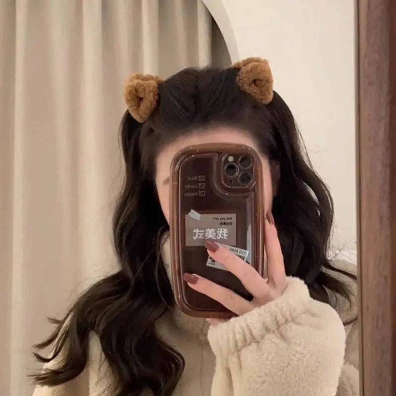 CozyNook Plush Cat Ears Hair Clips 2 Pack Beige Duck Beak Clips for Women and Girls