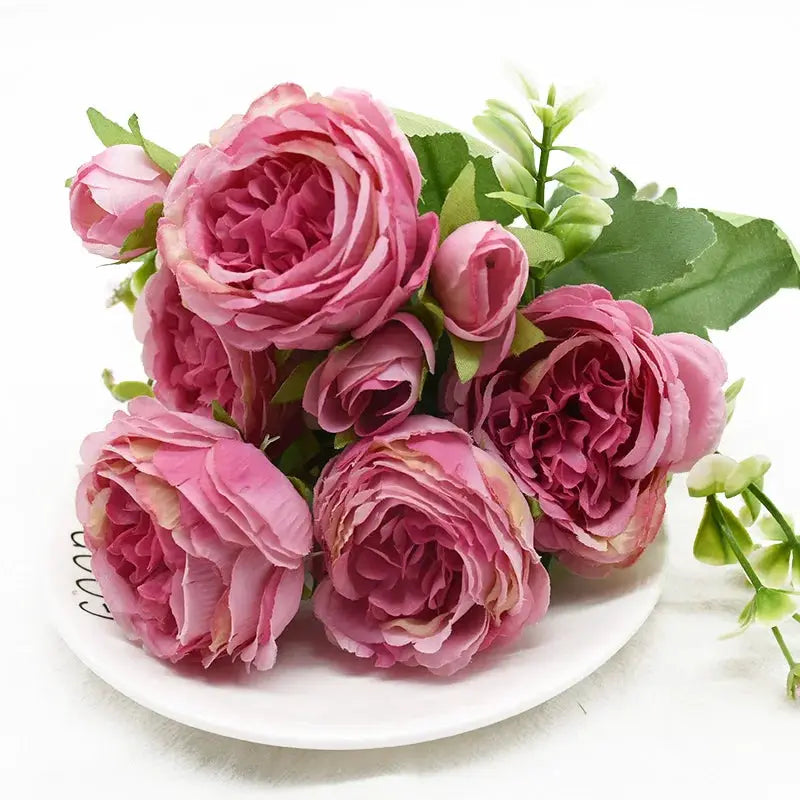 Artificial Peony Bouquet 9 Heads One Bundle for Home Decor Wedding DIY Festival Outdoor Decor Scrapbooking Bonsai Gifts