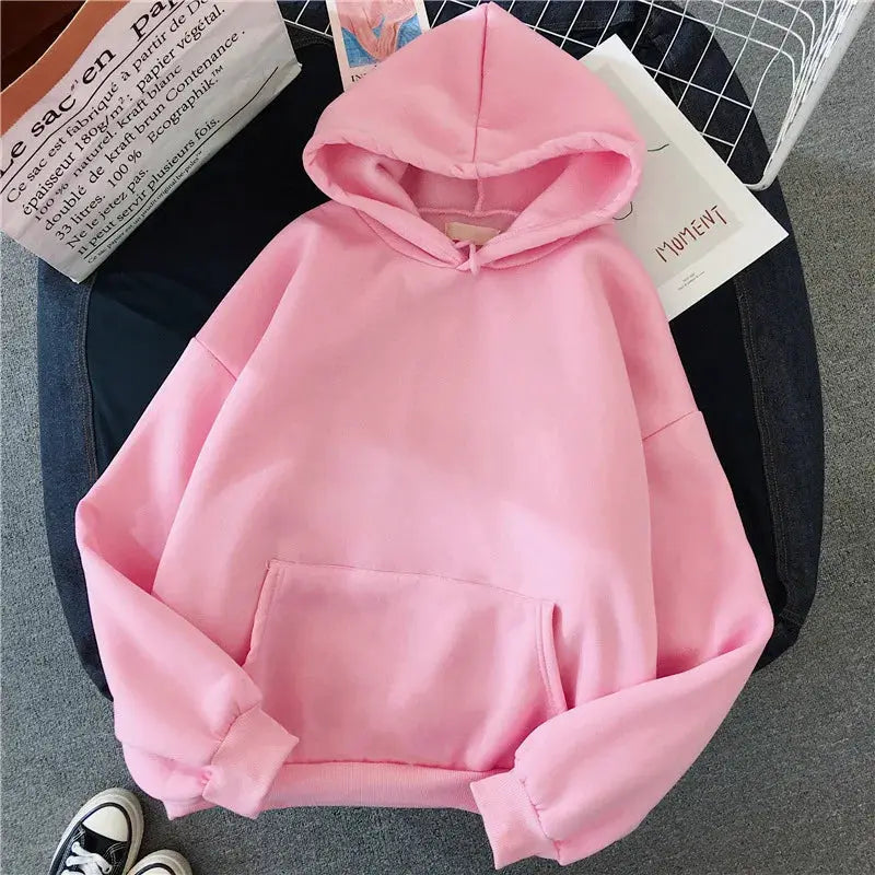 UrbanEase Casual Womens Solid Hoodie Loose Fit Hooded Sweatshirt With Pockets For Warm Autumn Style