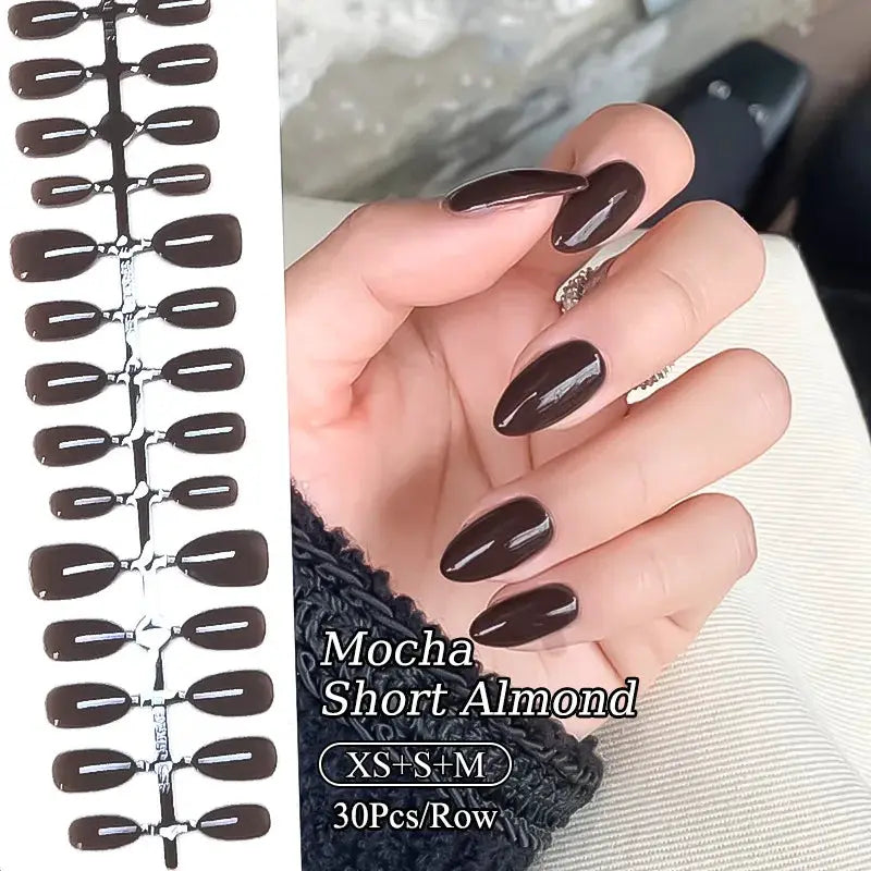 GlamNail Matte Nude Press On Nails Full Cover Easy Quick Extension 30 Piece Set For At Home Manicure