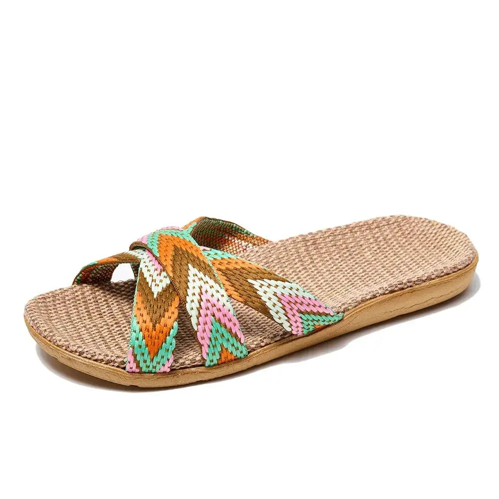 Hemp Haven Womens Indoor Slippers Breathable Lightweight Hemp Upper Summer Comfort Home Shoes