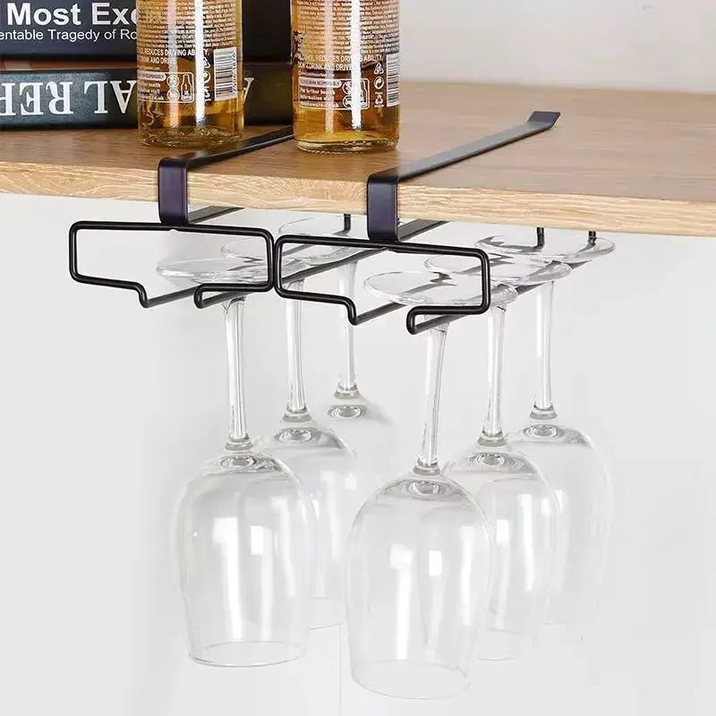Hanging Red Wine Glass Storage Rack With High Footed Design No Drilling Required Inverted Drain Rack For Home Bar