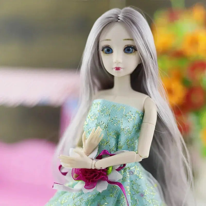 30cm Fashion Doll 1 By 6 BJD with 3D Eyes Long Wig Makeup Princess Baby Doll for Girls DIY Toy