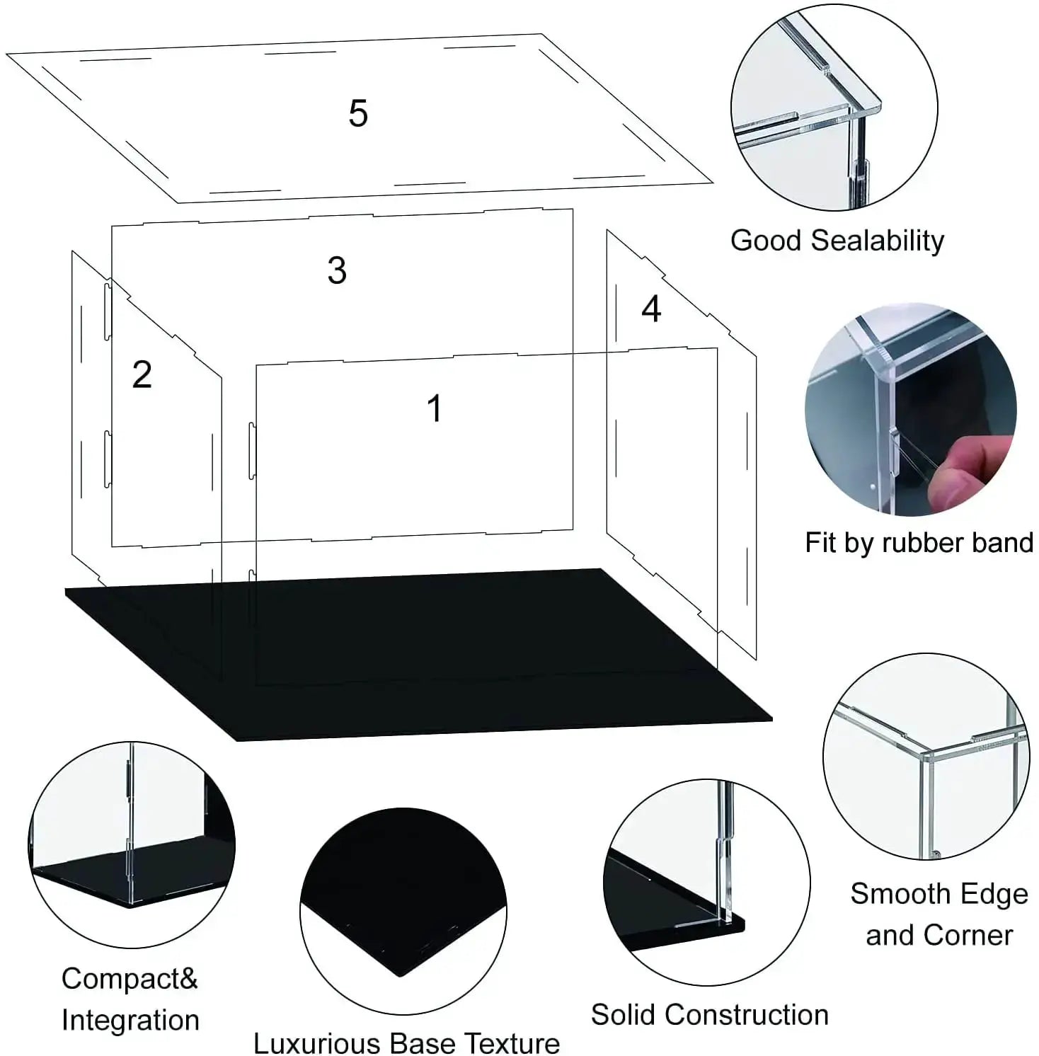 Acrylic Display Case Clear Small Dustproof Box For Building Blocks Toy Dolls Car Models Assembly