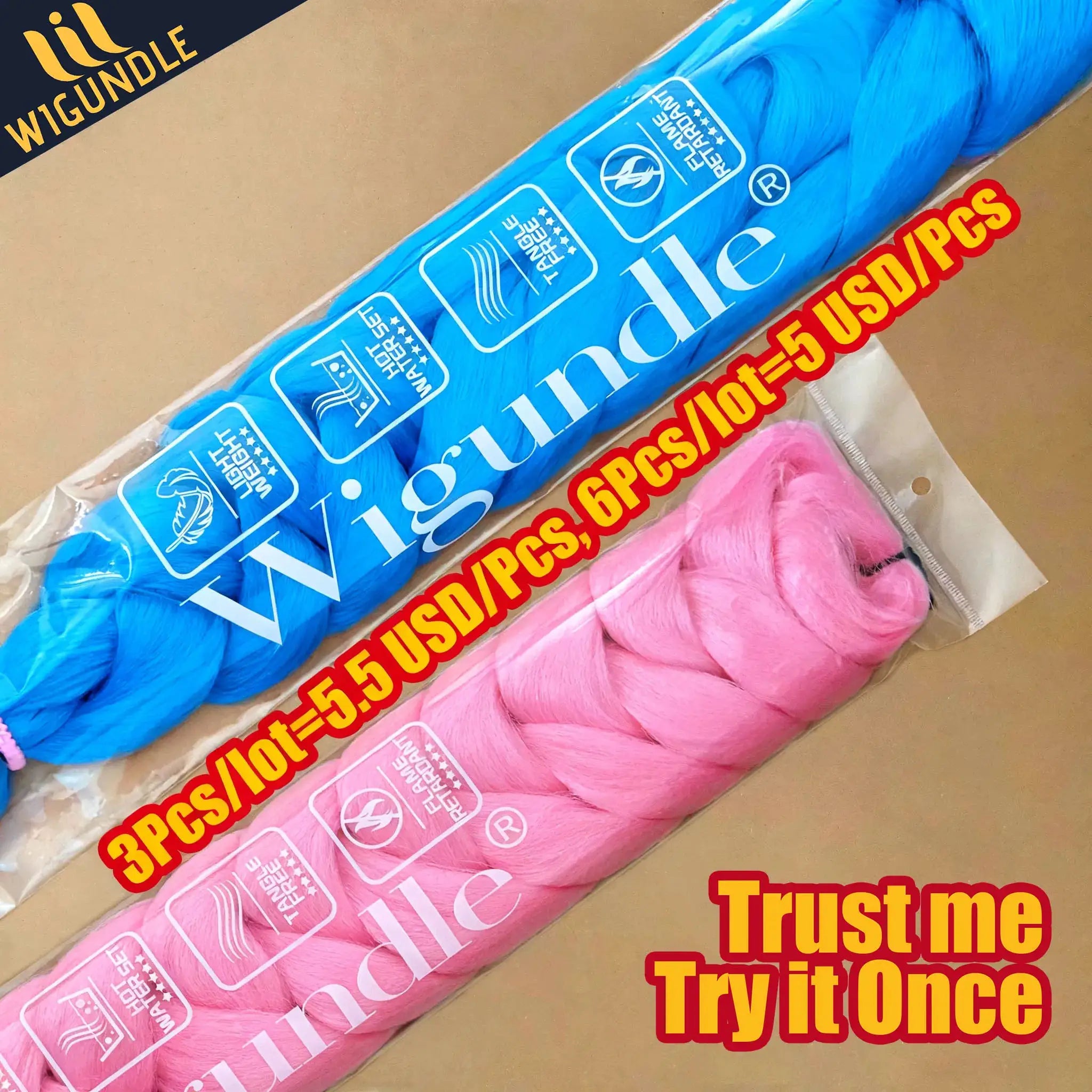 Kanekalon jumbo braiding hair bundles by Simples Market in blue and pink, two colors, 82in, 165g