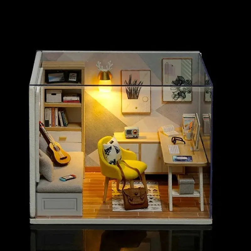 Wooden Miniature Doll House Kit DIY 3D Puzzle Building Model For Birthday Gifts And Home Decor Display