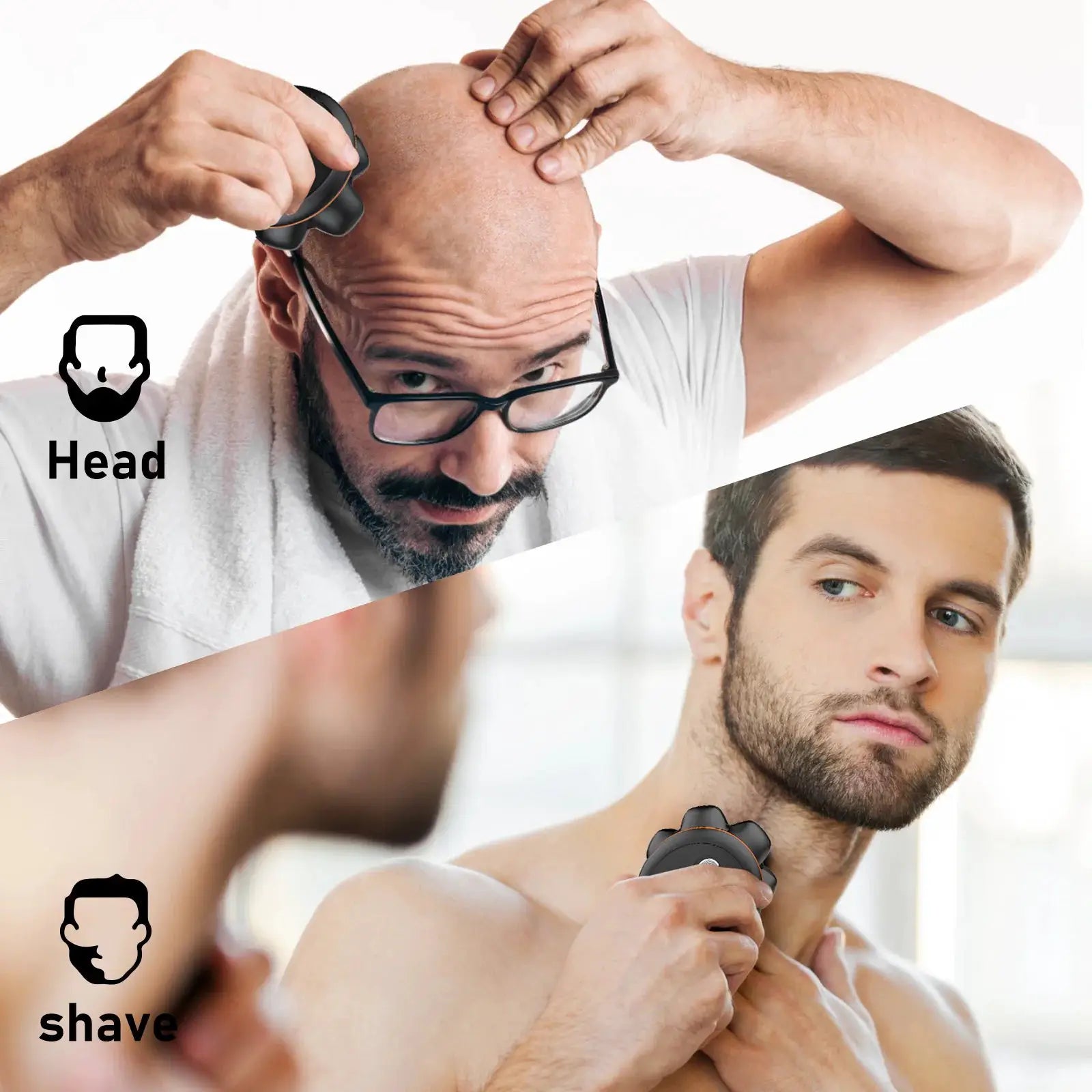 MAXGROOM 7D Head Shaver by Simples Market; black cordless waterproof electric trimmer for bald men.