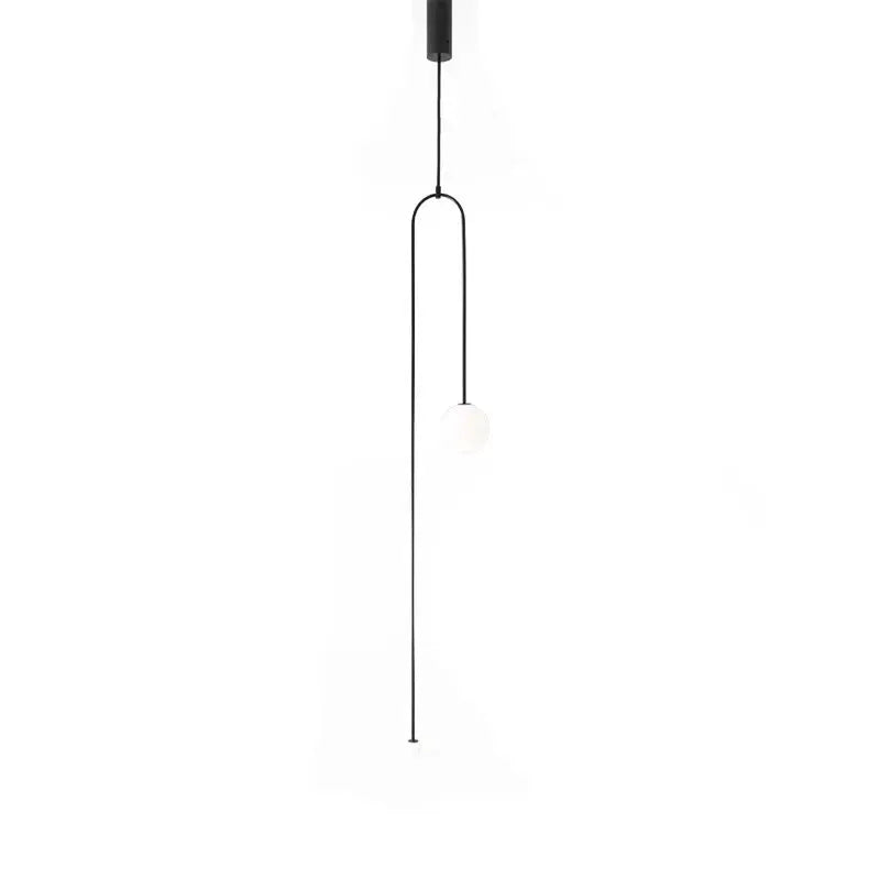 Nordic minimalist pendant chandelier by Simples Market with black geometric line frame and white globe