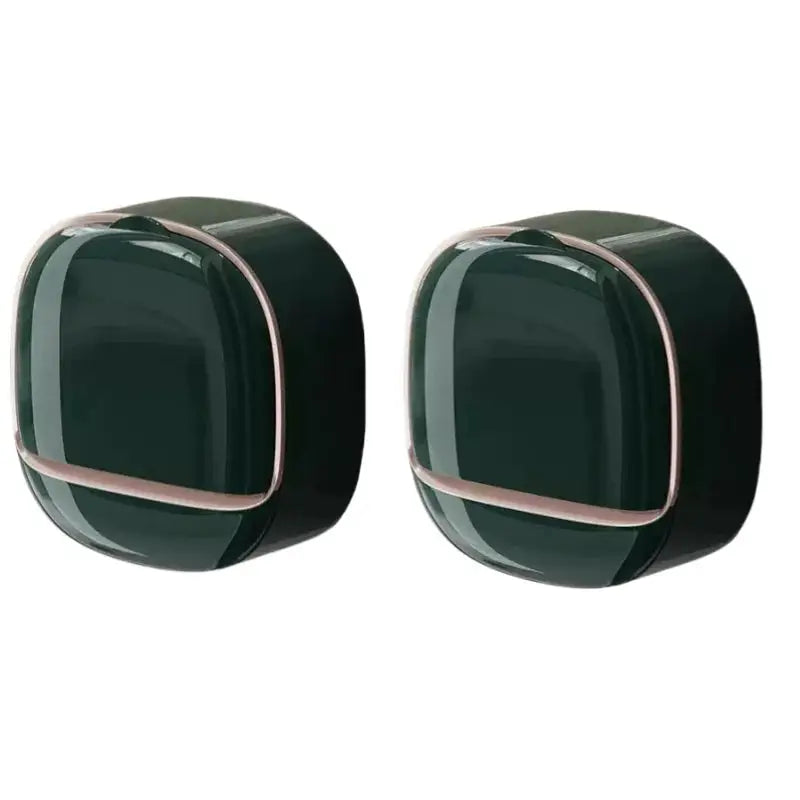Simples Market waterproof shower soap box; pair of hanging soap holders in dark green with rose-gold trim
