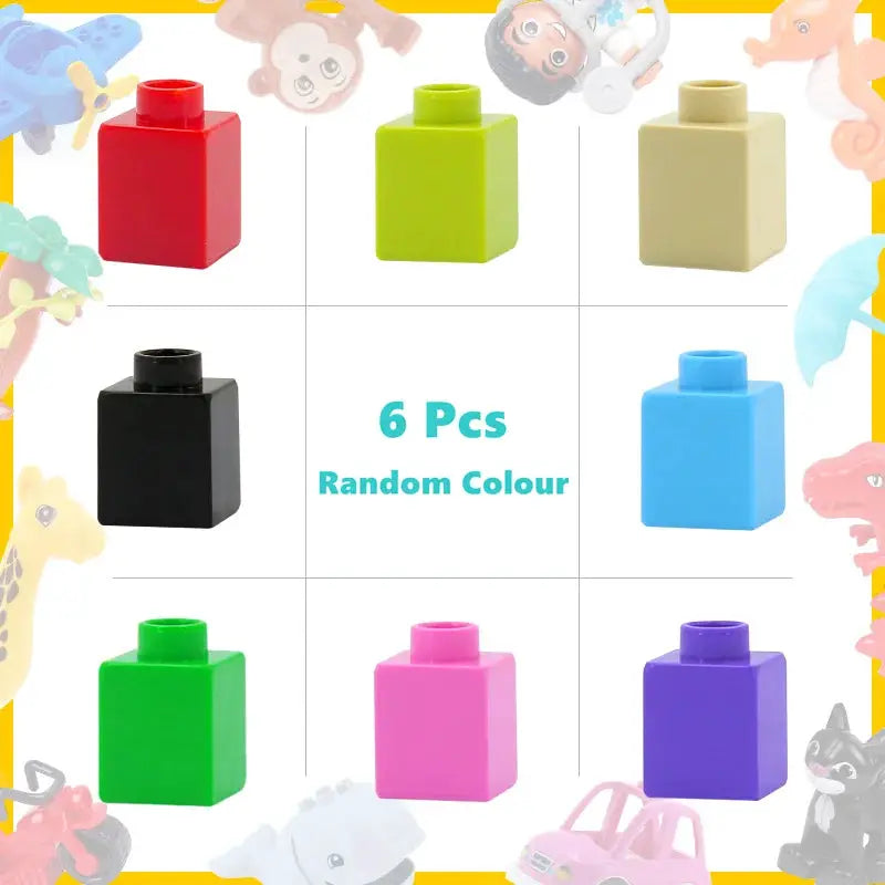 6 Piece Big Building Block Accessories Compatible With Enlighten Large Bricks Foundation Blocks Educational Toy