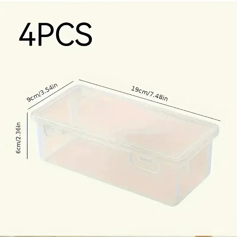 Set Of 4 Large Transparent Polypropylene Storage Boxes With Lids For Office Supplies, Pencils, And Crafts