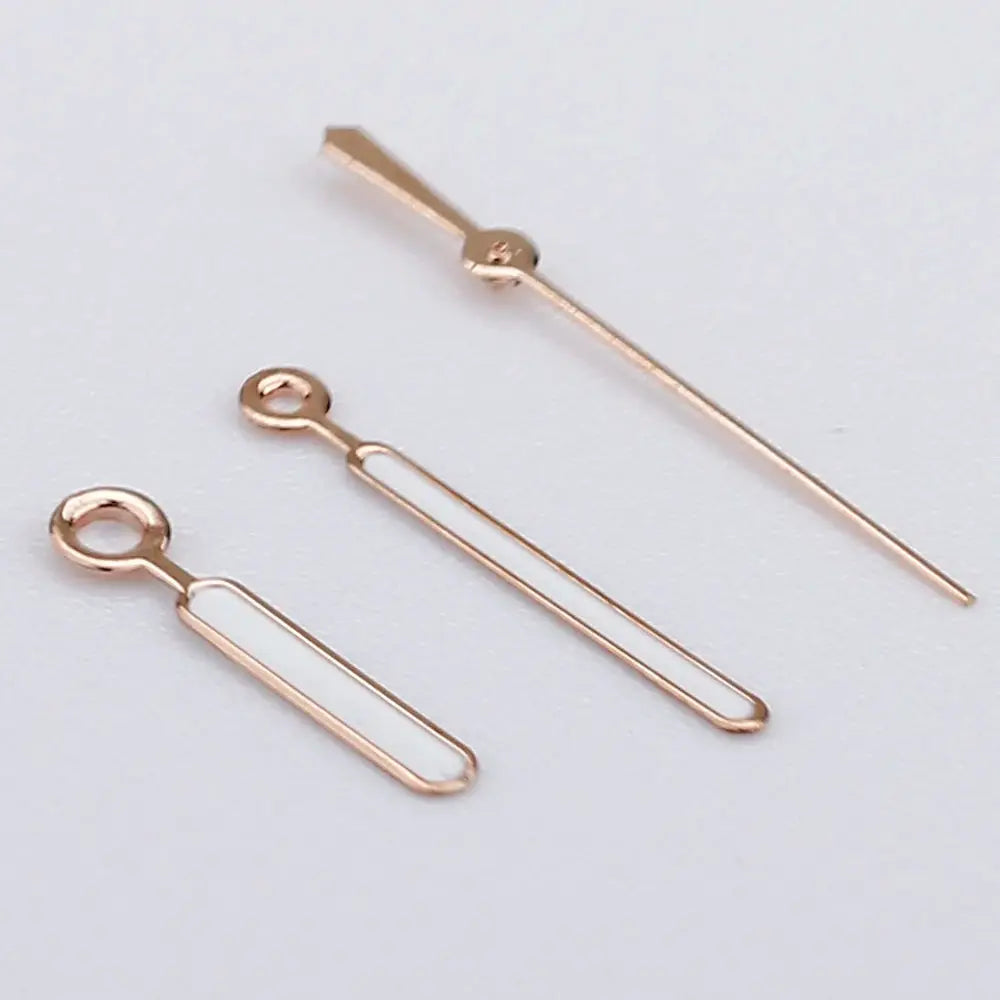 NH35 Watch Hands Set Rose Gold and Silver with Green Lume for NH34 NH35 NH36 Movements