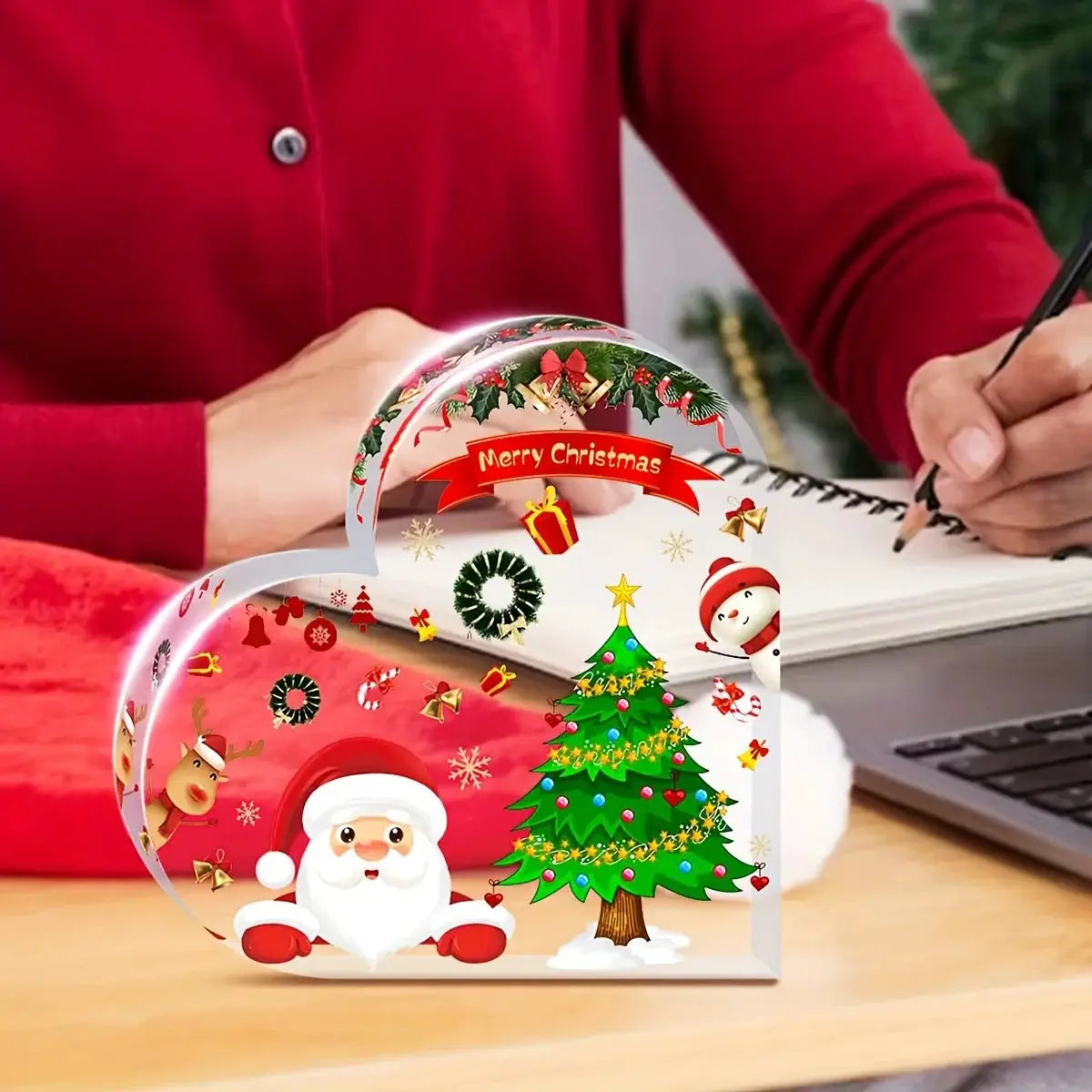 Cute Heart Shaped Christmas Decorations Acrylic For Dining Table Office Counter Desk Shelf Home Decor