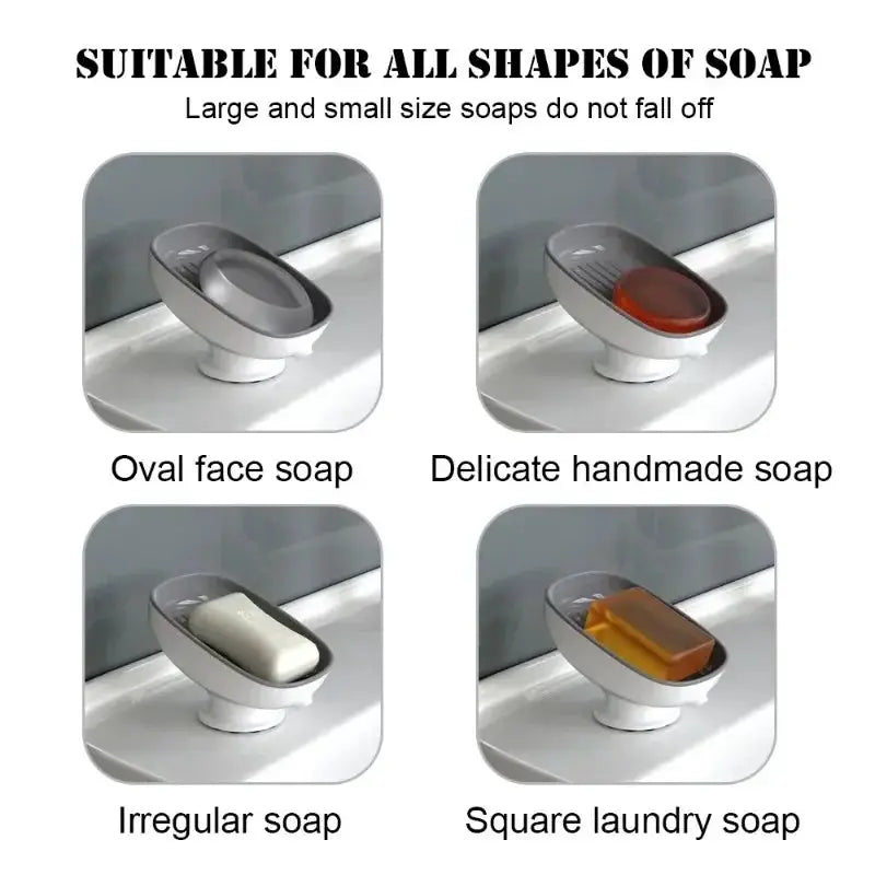 ZenCasa Bathroom Self Draining Soap Dish Holder With Super Suction For Secure Mounting On Smooth Surfaces