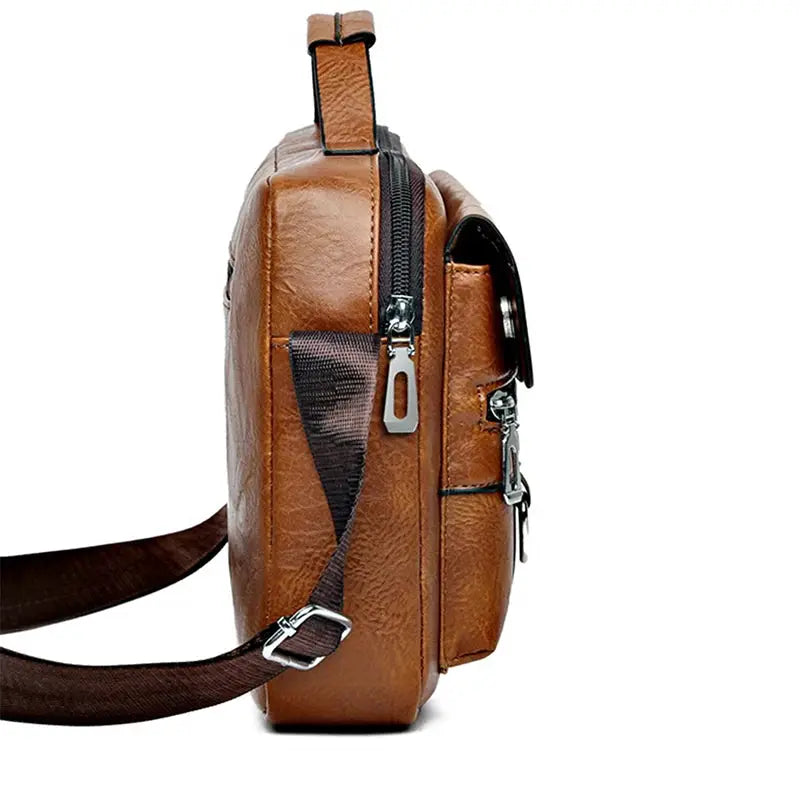 UrbanTrail Retro Messenger Bag Waterproof PU Design Large Capacity Laptop Briefcase for Men