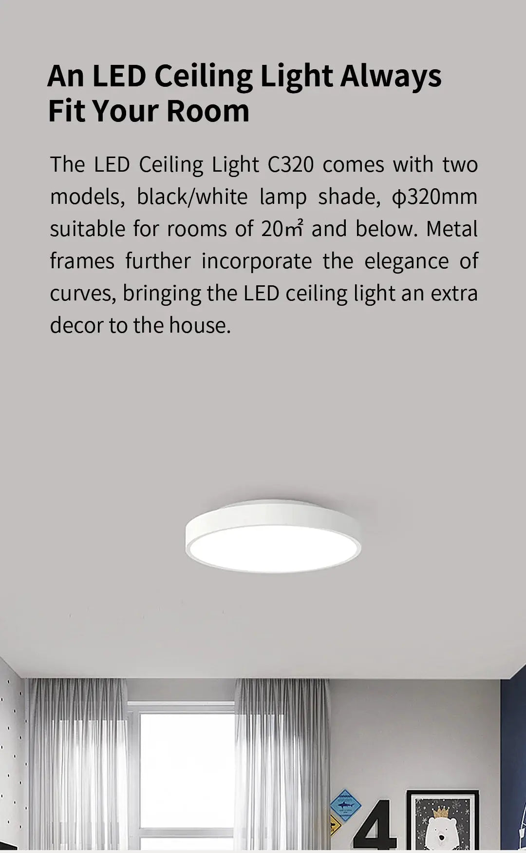 Global version Yeelight Smart LED Ceiling Light PRO, white round ceiling fixture for smart home