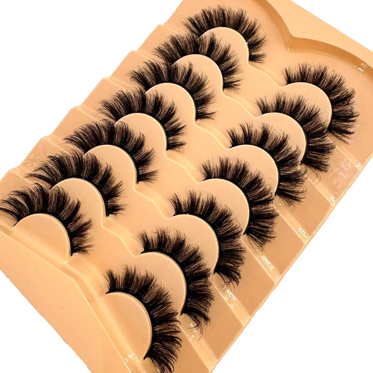 HBZGTLAD 7 Pair Faux Mink Lashes Fluffy Natural Look False Eyelashes Volume Wispy Crossed Thick Fox Eye Cat Eye