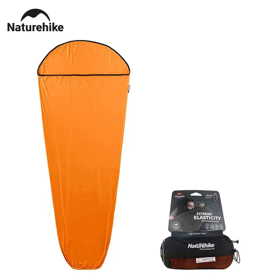 Naturehike orange sleeping bag liner with included carry bag
