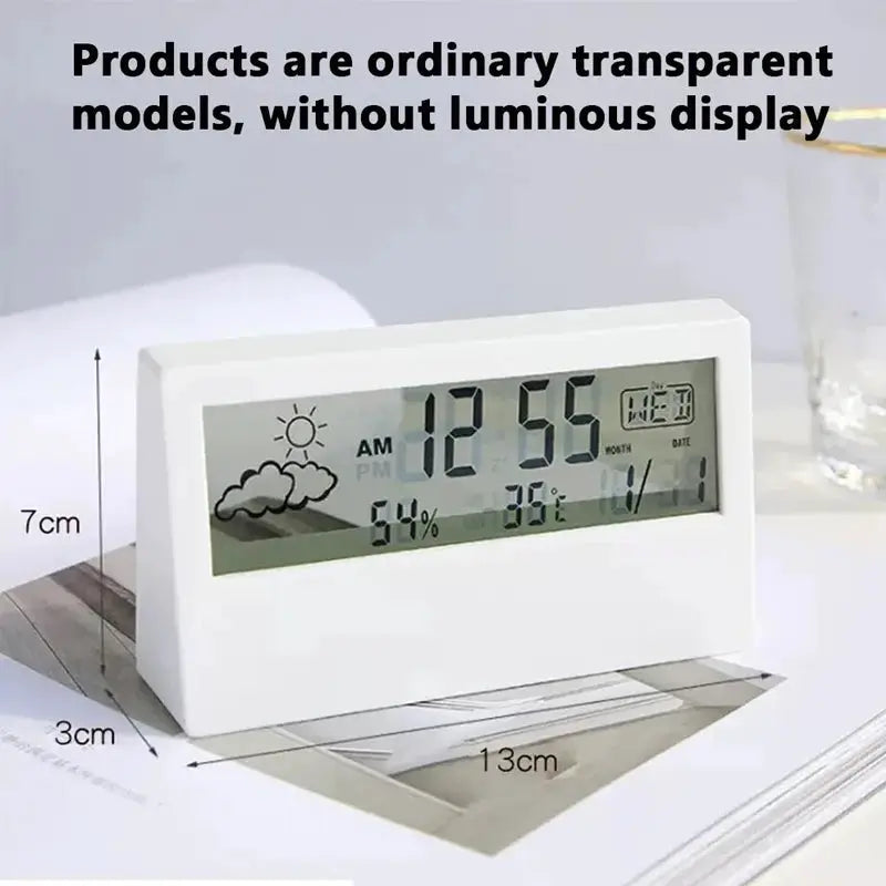 LED Thermometer And Thermo Hygrometer Clock Weather Station With Alarm