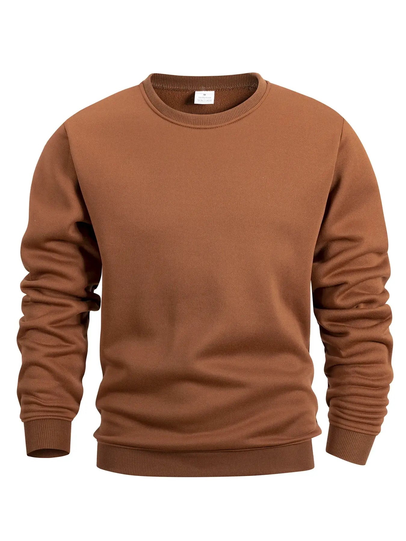 Mens Crew Neck Sweatshirt Solid Color Long Sleeve Pullover Hoodie For Spring Outdoor Casual Daily Sportswear