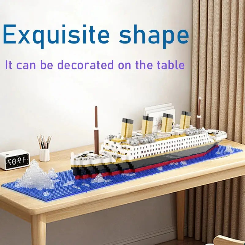 Titanic Cruise Ship Building Block Model Kit For Kids Desktop Puzzle Toy Birthday Gift For Boys And Girls
