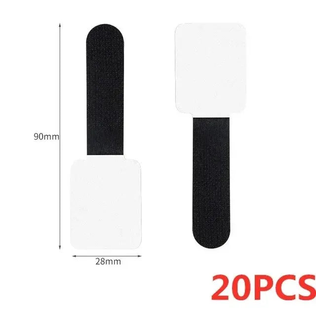 Releasable nylon cable ties by Simples Market, 2 pieces, black straps with white heads