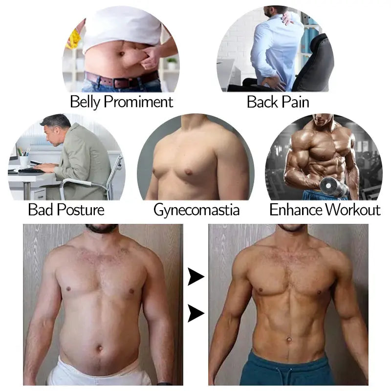 CXZD waist trainer girdle shirt for men by Simples Market, slimming body shaper with mesh corset.