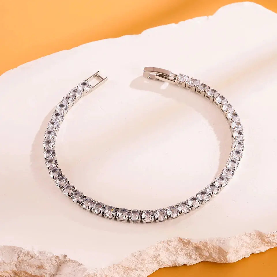 Elegant Zirconia Tennis Bracelet For Women With Crystal Charm Designer Thin Chain For Wedding Jewelry