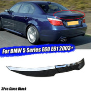 Rear spoiler lip, 3-piece gloss black for BMW 5 Series E60/E61 2003+ sedan
