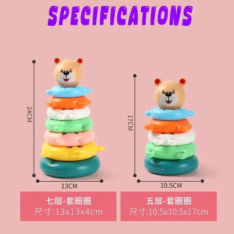 Baby Toys 0 To 12 Months Puzzle Pyramid Tower Cup Stacking Educational Toy Montessori Water Play Beach Pool Bathtub Gift