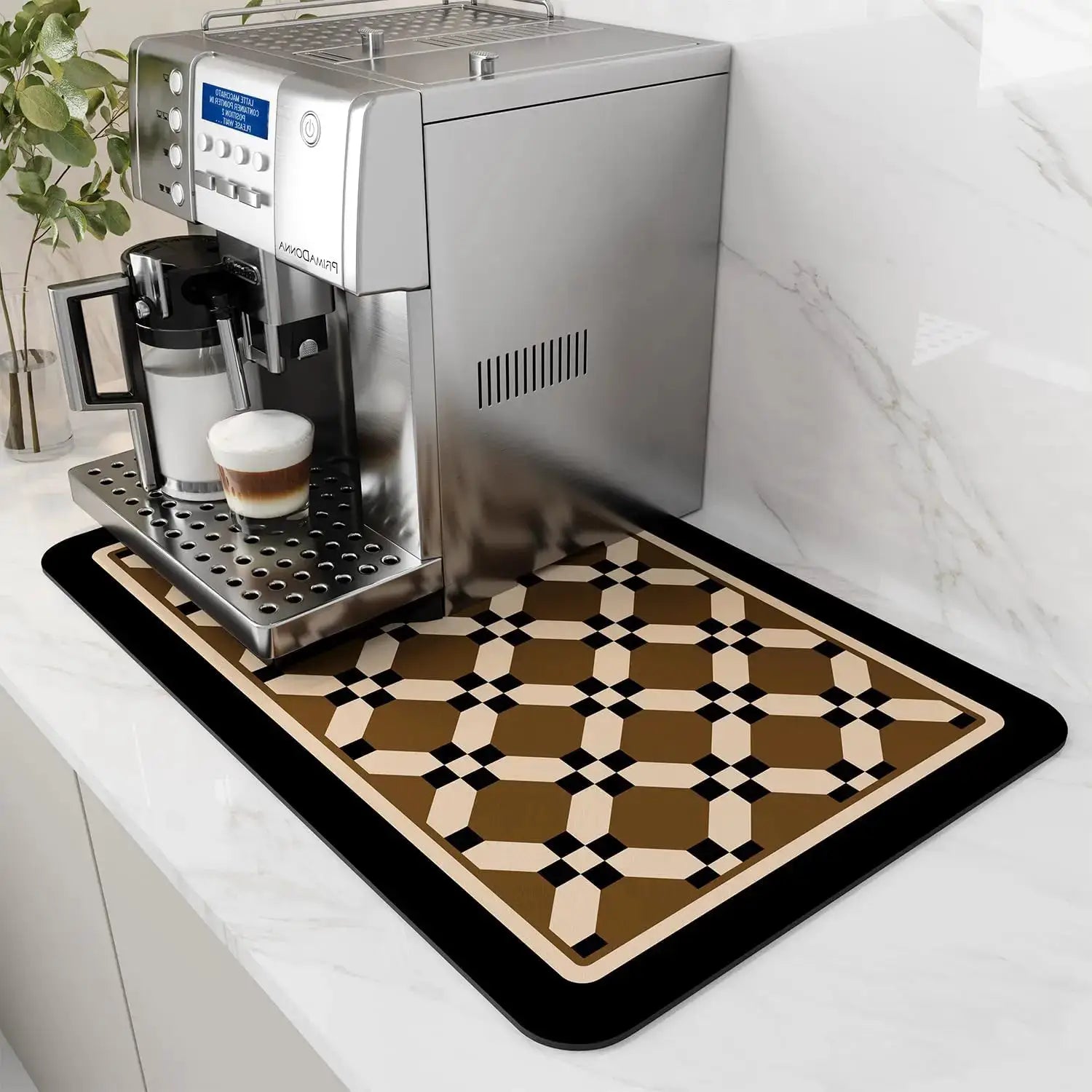 Coffee Machine Mat With Rubber Backing Water Absorbent Dish Drying Pad For Kitchen Worktop Drainage And Home Decor