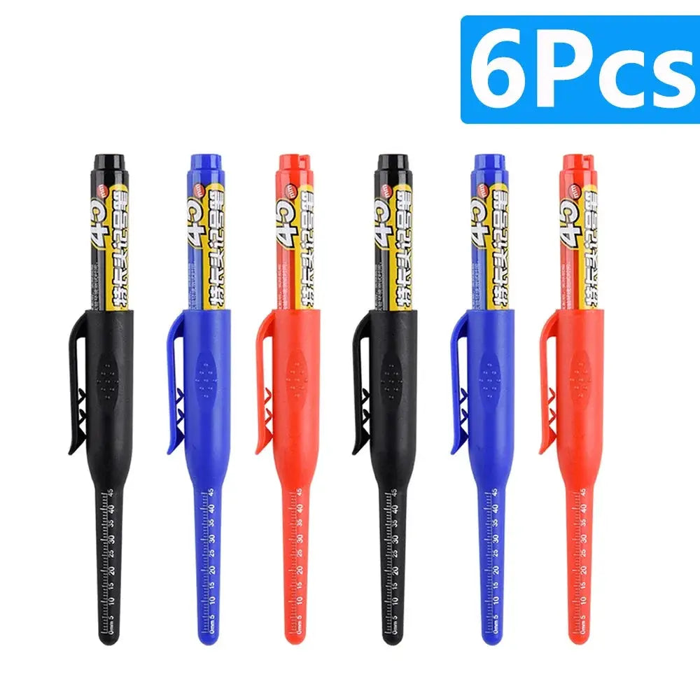 45mm Waterproof Long Head Marker Pen for Deep Hole Marking Tile Carpentry Woodworking Multi Purpose Ink Black Blue Red