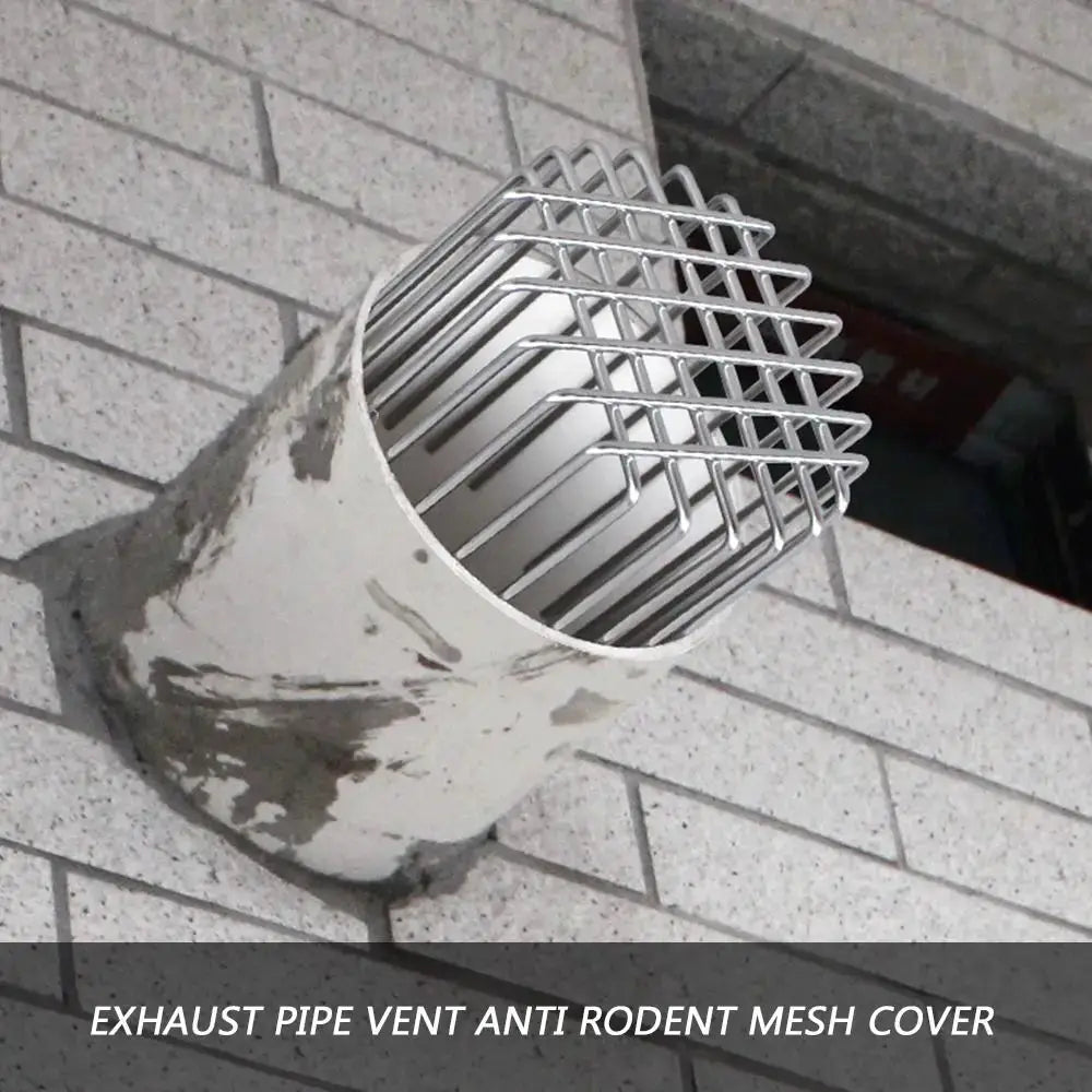 Round stainless steel rooftop exhaust vent with anti-rodent mesh cover