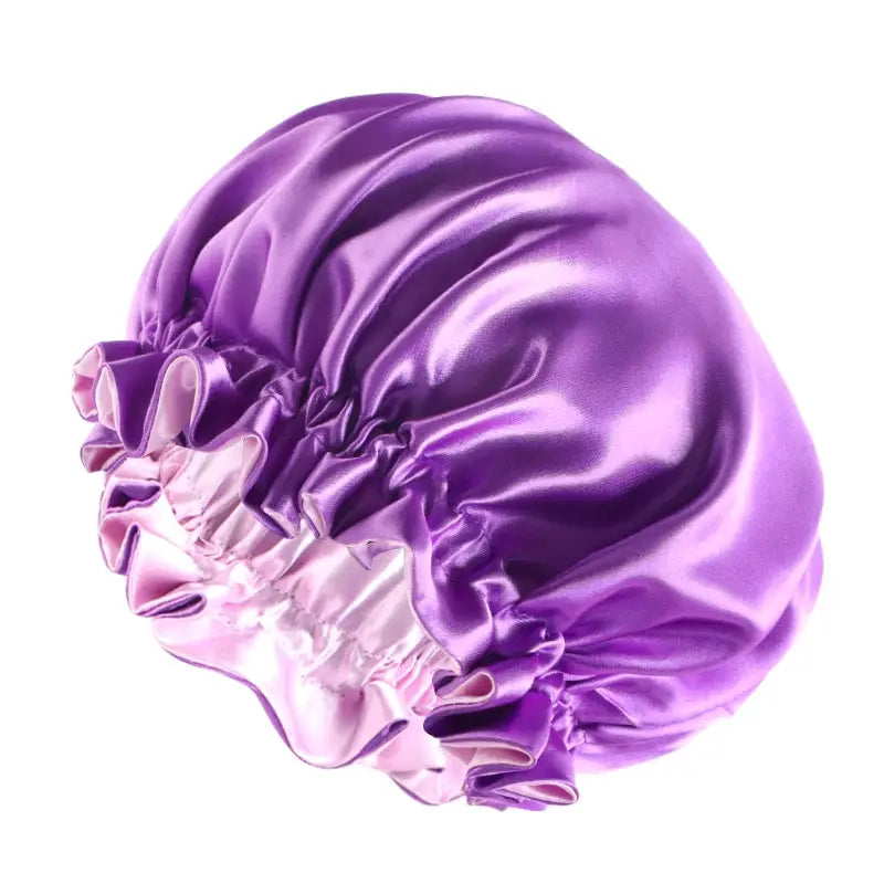 SilkNest Solid Elastic Double Layer Satin Bonnet Nightcap for Women with Gentle Sleep and Bath Hair Protection