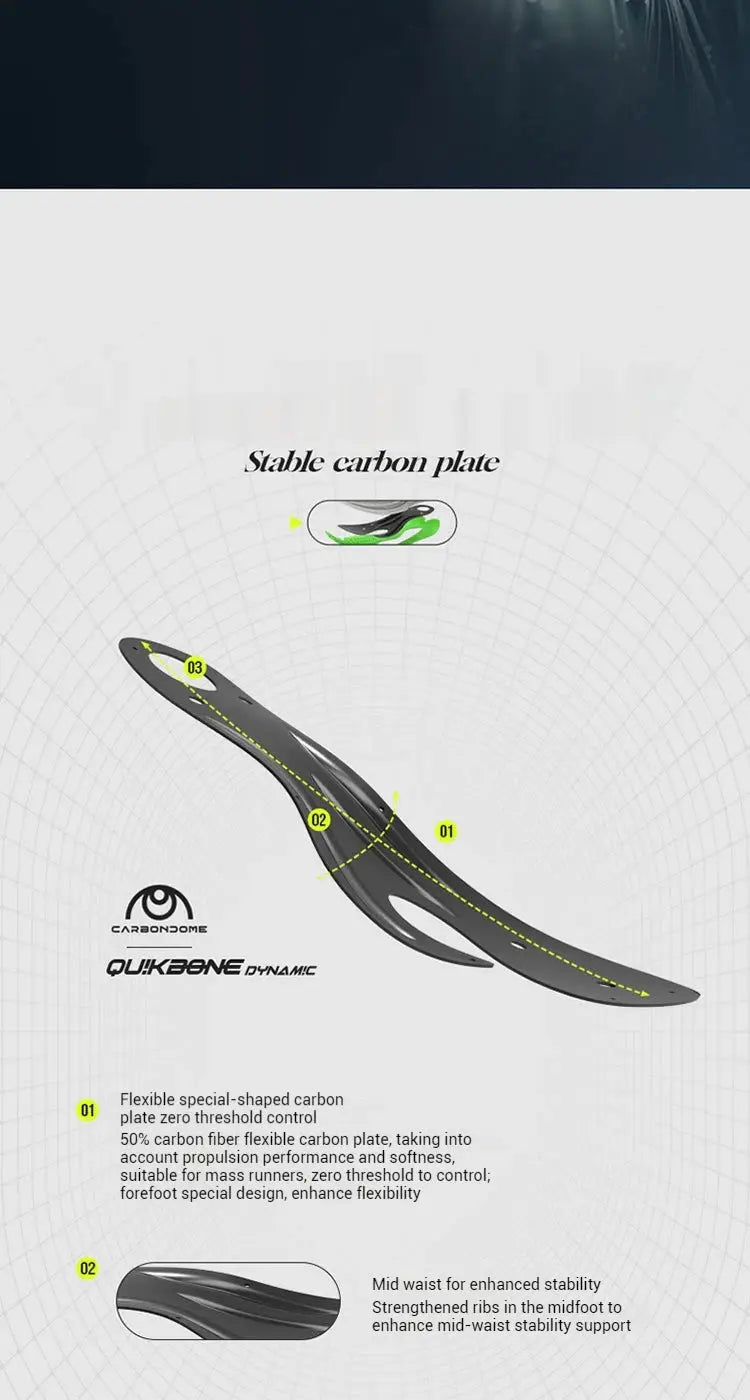 361 Degrees Flame 4.0 MIX men's running shoes carbon plate diagram highlighting stable plate and midfoot support