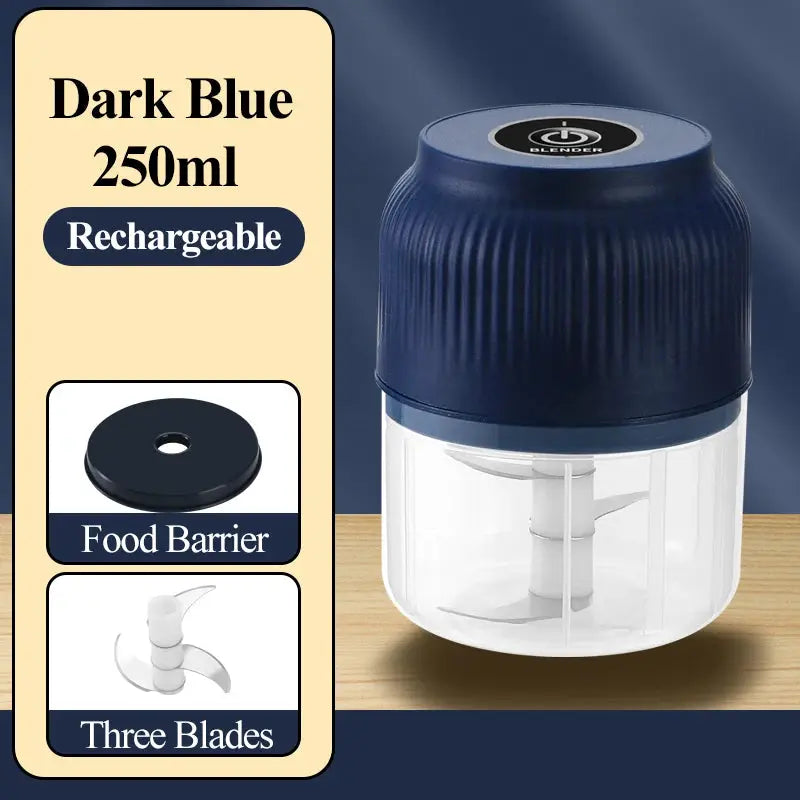 250ml Mini Wireless USB Rechargeable Electric Vegetable Chopper Garlic Crusher for Kitchen Gadgets