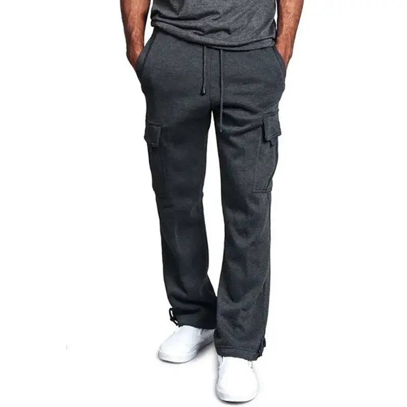 Simples Market Men's cargo jogger pants in dark gray with drawstring waist and cargo pockets