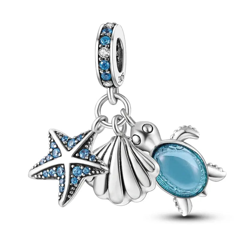 925 Silver Charms Beads for Pandora Style Bracelets Women Animal Charms in Blue Red Green Pink Yellow Gift
