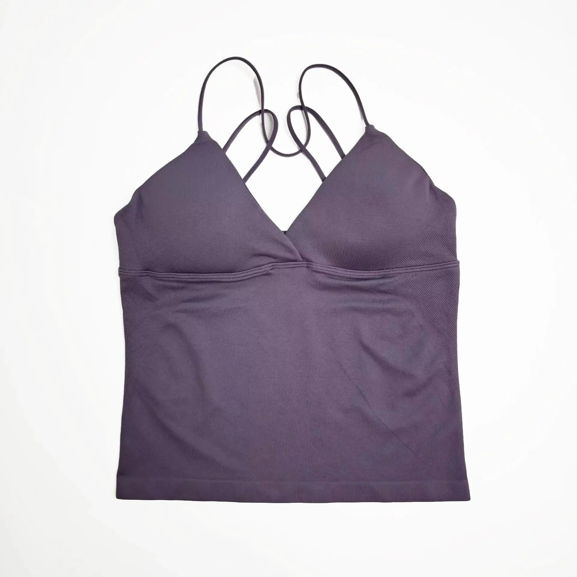 NCLAGEN Vision Twist Front Longline Top purple seamless yoga tank with thin straps