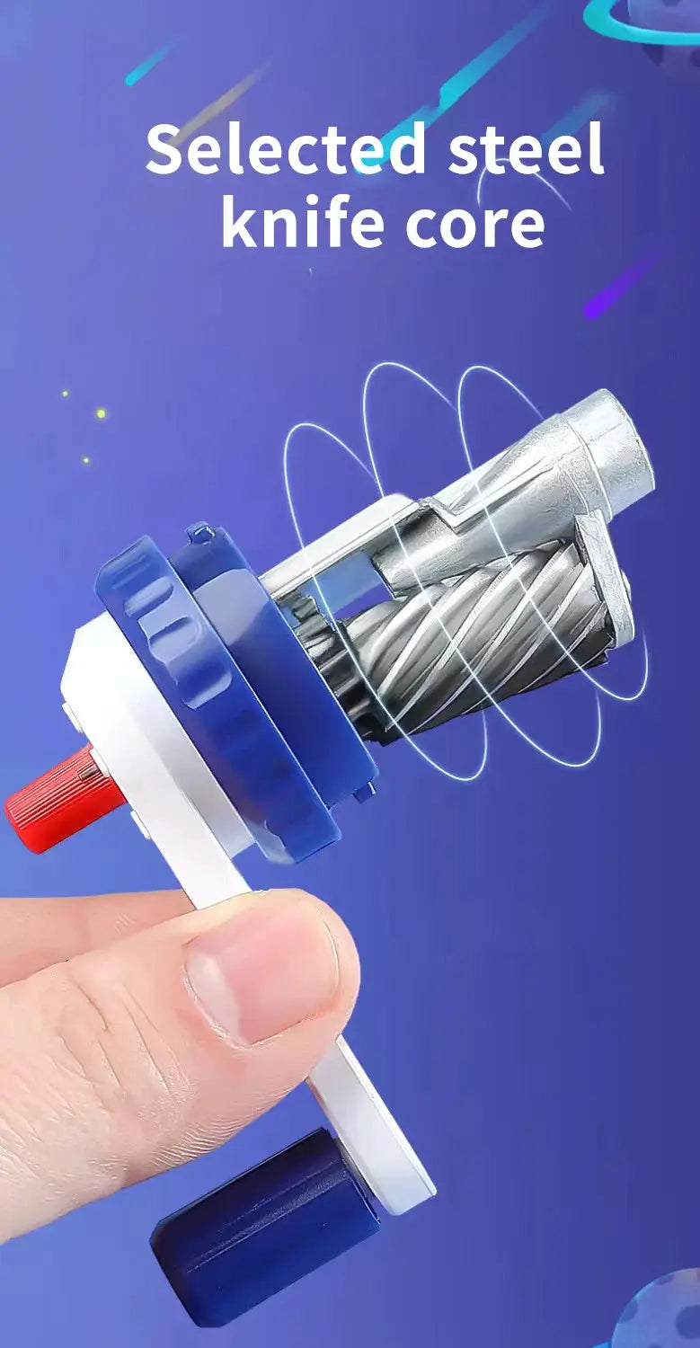 Astronaut cartoon pencil sharpener by Simples Market, 1pc hand-crank, blue and white plastic with red knob