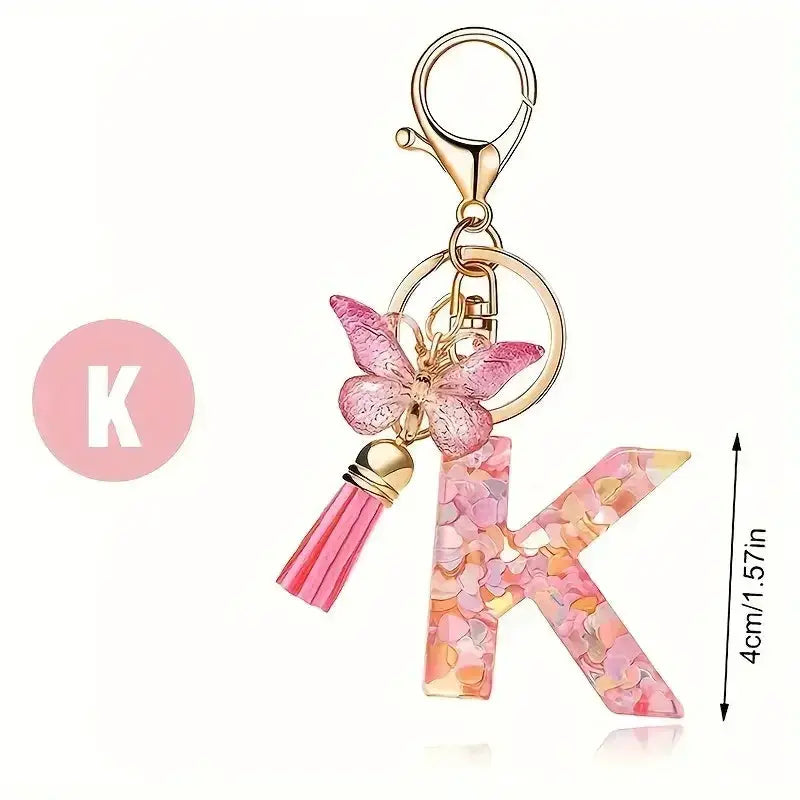 Customizable A To Z Letter Keychain With Resin Pendant Metal Holder Lobster Clasp For Keys Bags And Cars
