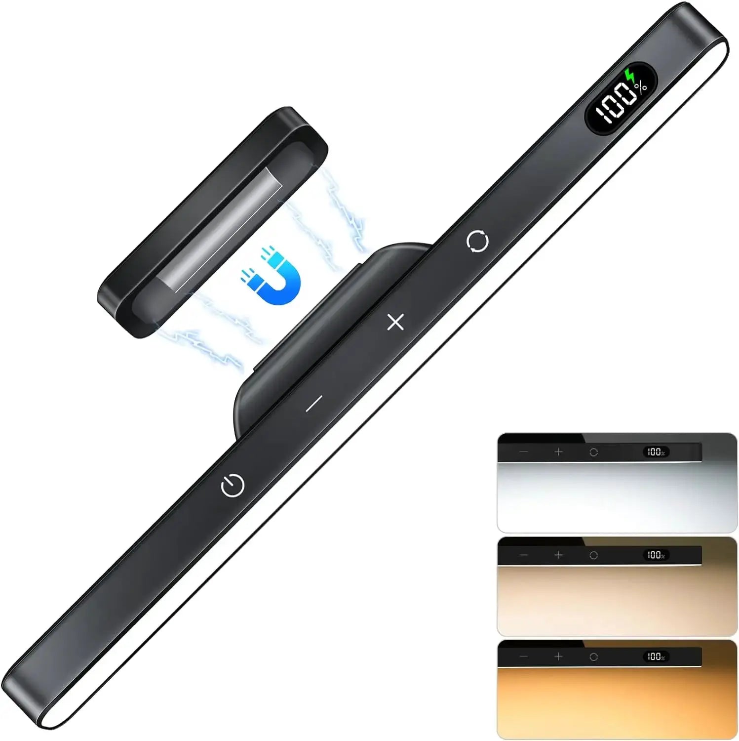 WILLED 5W dimmable under-cabinet night light with 3 color modes, rechargeable 2500mAh, black by Simples Market