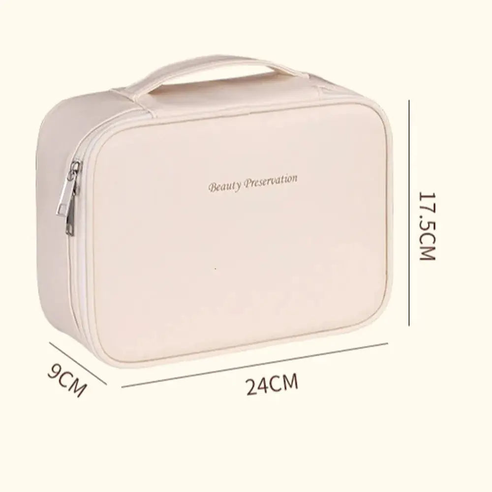 LuxeLine Double Layer Luxury Cosmetic Bag Large Capacity Travel Organizer For Women