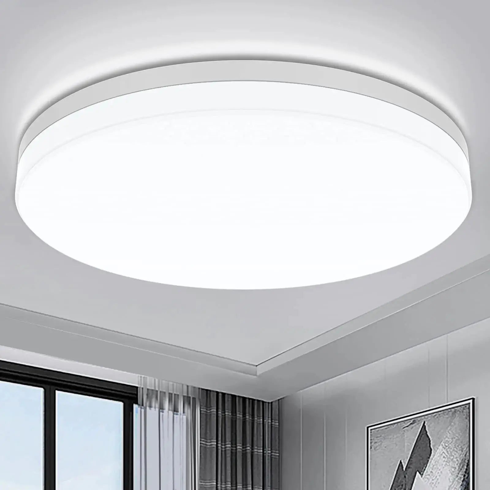 IRALAN LED ceiling light by Simples Market; ultra-thin, round flush-mount white fixture for bedroom or living room.