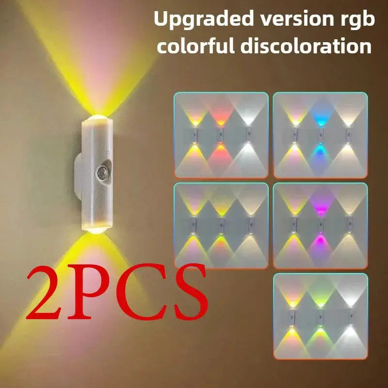 Smart RGB Gradient Night Light Magnetic Motion Sensor Rechargeable Wall Lamp Bedroom Bathroom Closet Garden Home Decor